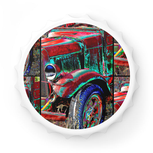 Bottle Opener — Vintage Colorful Classic Car Collage Bottle Opener