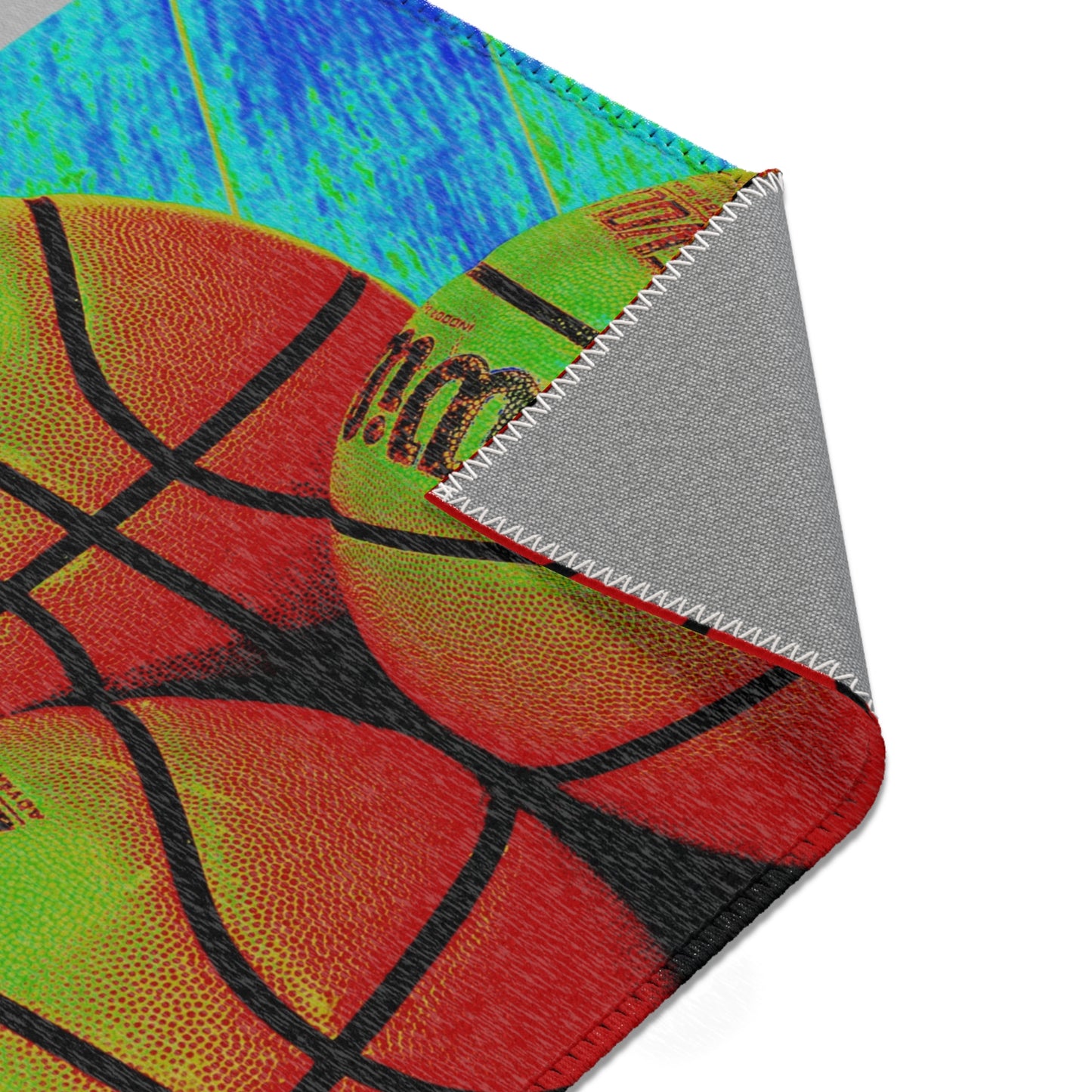 Basketball Court Area Rug — Colorful Sports Playroom Accent Rug