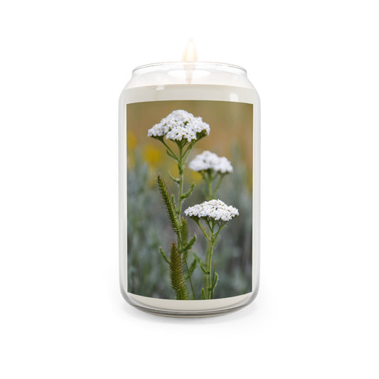 Soy Candle 13.75oz — White Yarrow Floral Scented Candle
