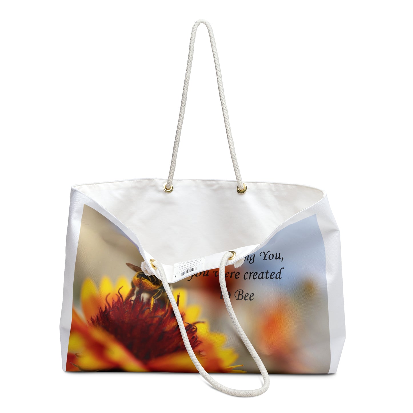 Inspirational Weekender Bag - Embrace Your Inner Bee, Travel Tote, Gift for Nature Lovers, Weekend Getaway Bag, Reusable Eco-Friendly Bag