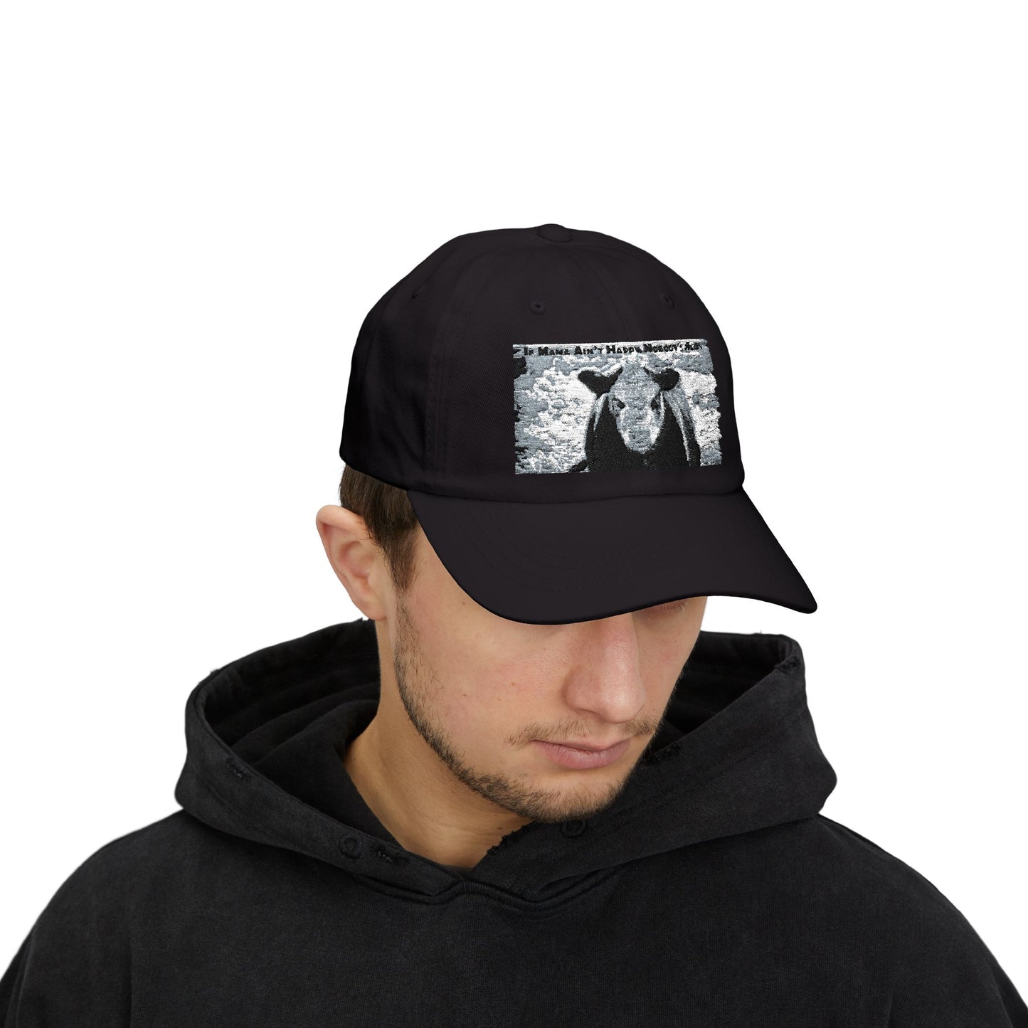 Cow Mom Classic Dad Cap, Funny Gift for Animal Lovers, Adjustable White Hat, Farm Life Accessory, Mother's Day Gift Idea