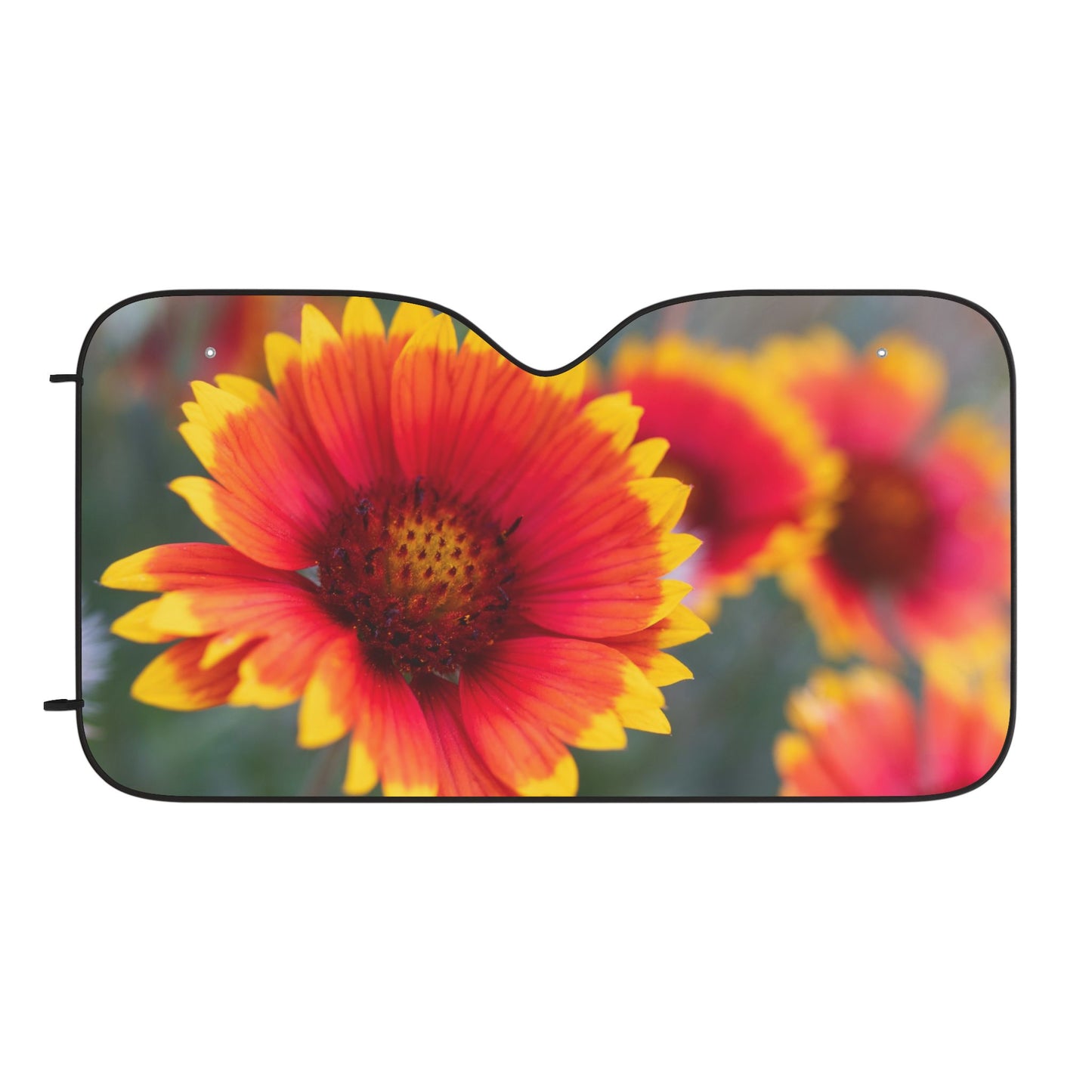 Floral Sunshade – Vibrant Red & Yellow Blanketflower Car Sun Shade