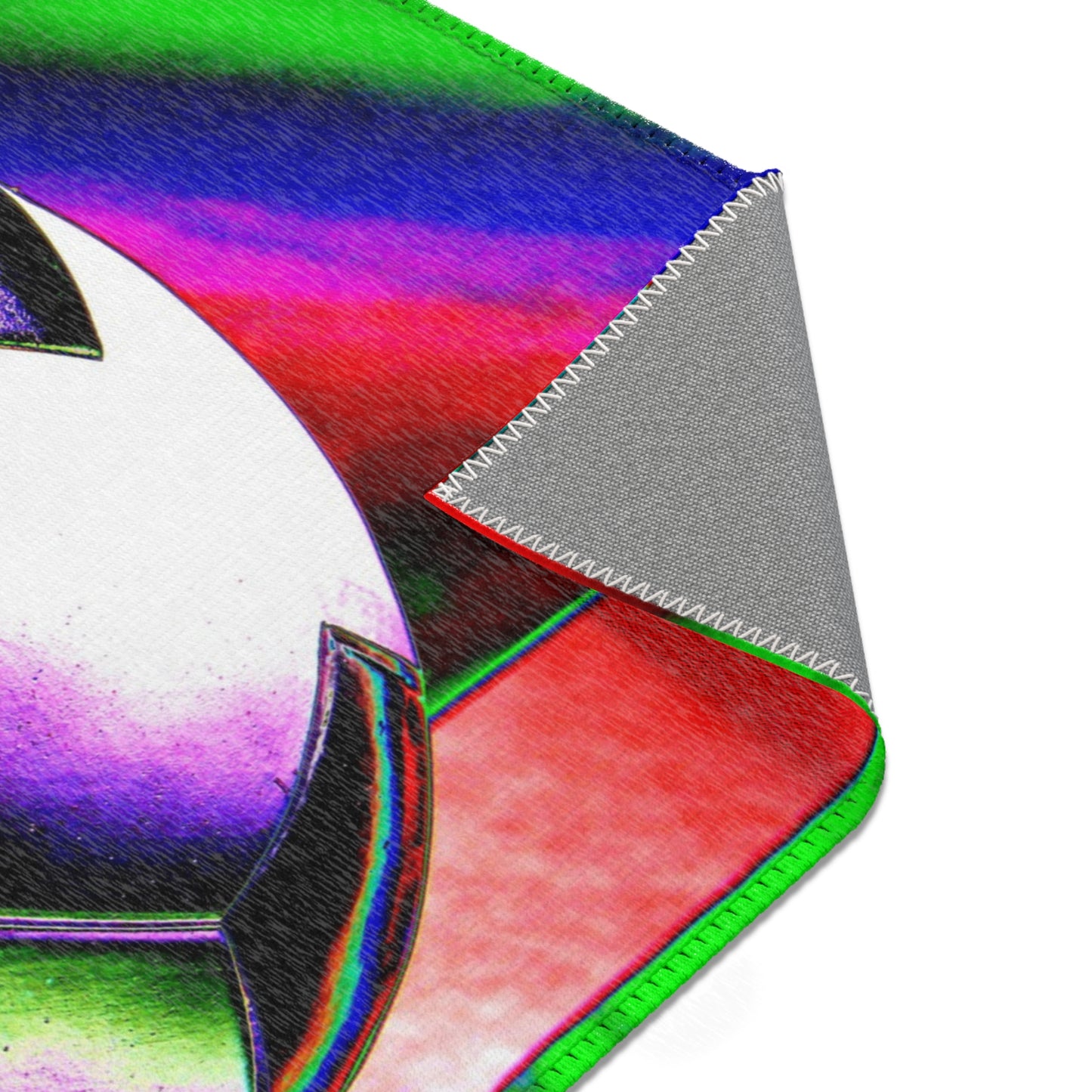 Neon Soccer Art Area Rug — Vibrant Psychedelic Football Decor