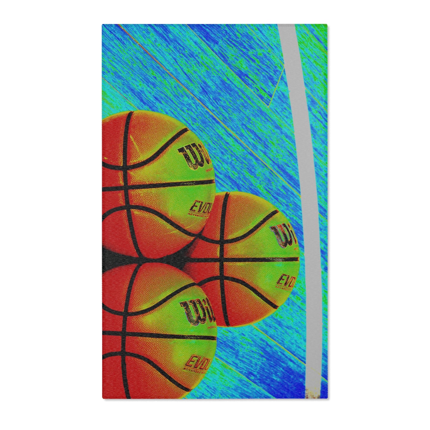 Basketball Court Area Rug — Colorful Sports Playroom Accent Rug