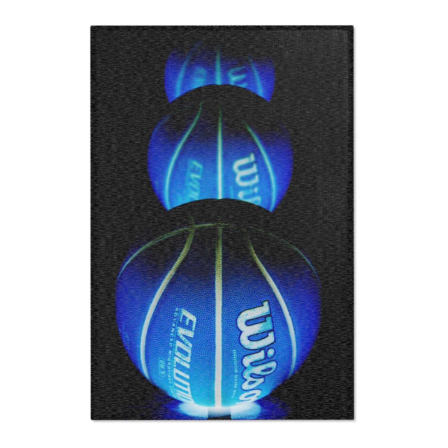 Blue Glow Basketball Area Rug — Wilson Logo Sports Room Accent Rug