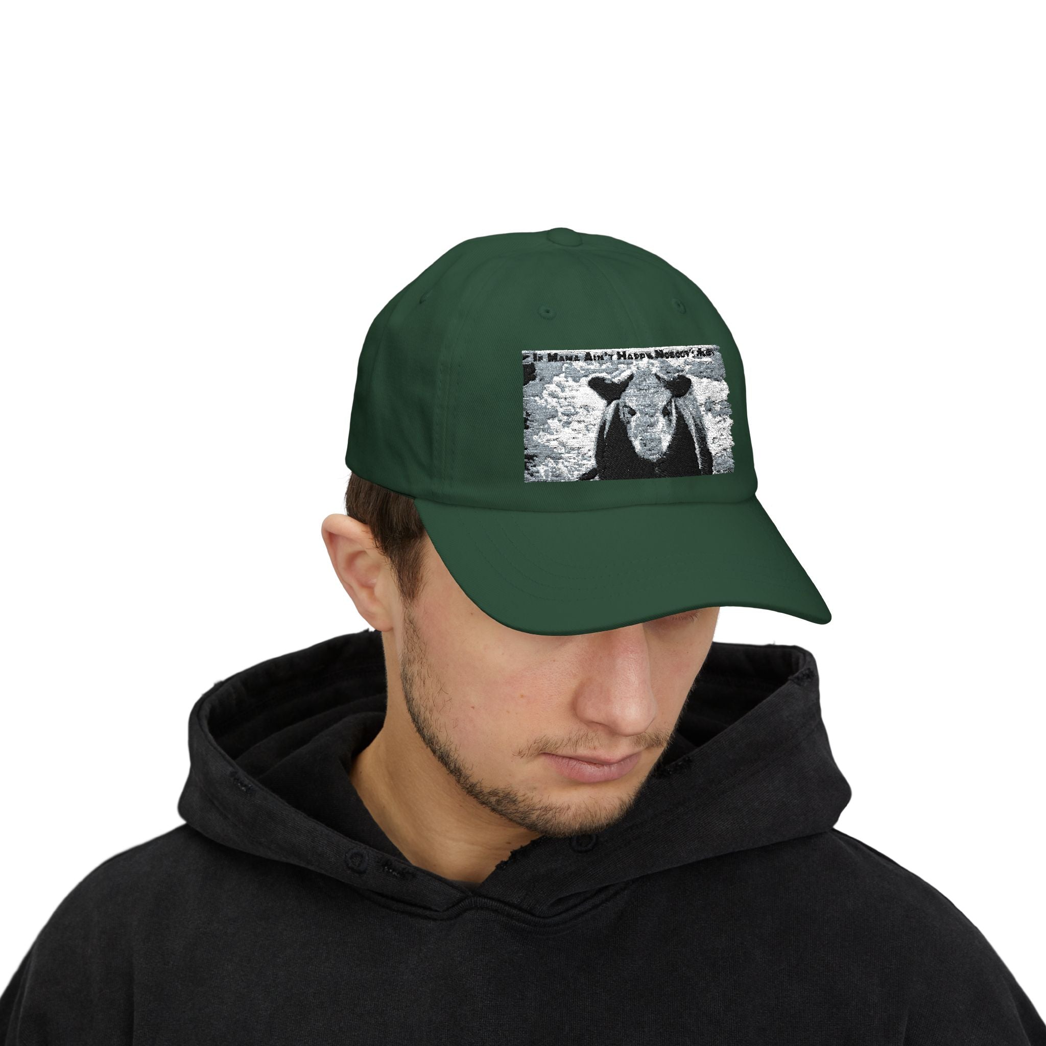 Cow Mom Classic Dad Cap, Funny Gift for Animal Lovers, Adjustable White Hat, Farm Life Accessory, Mother's Day Gift Idea