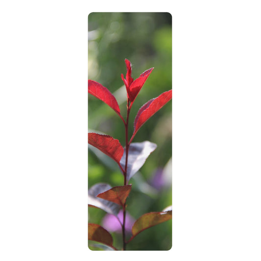 Botanical Red Leaf Rubber Yoga Mat — Non-Slip Eco-Friendly Exercise Mat