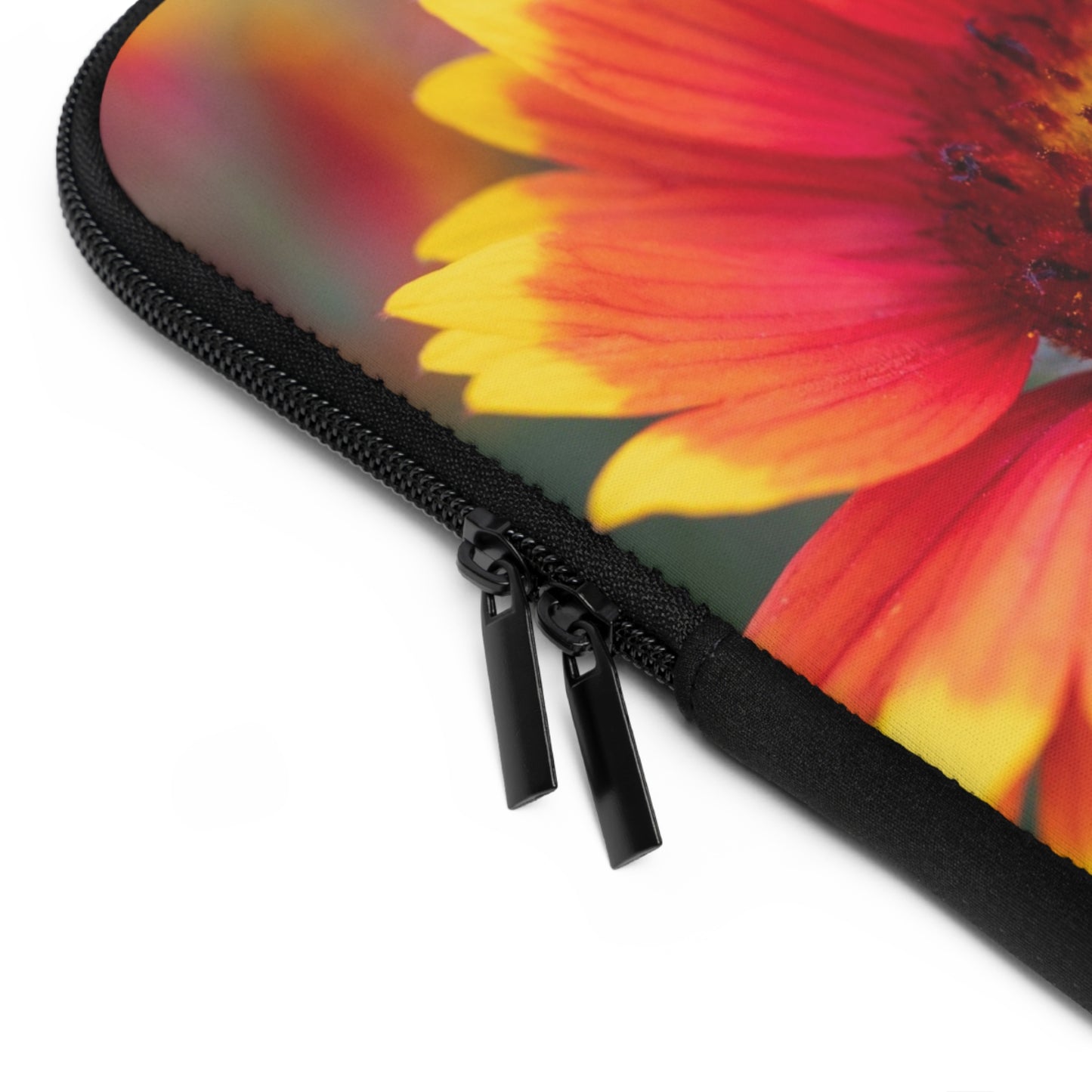 Floral Gaillardia Laptop Sleeve — Bright Red & Yellow Wildflower Protective Case