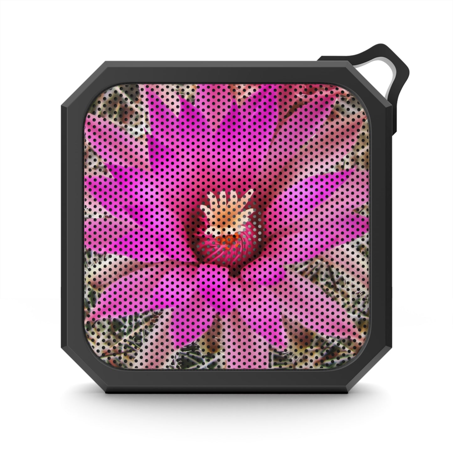 Portable Bluetooth Speaker — Outdoor Rugged Speaker with Pink Cactus Flower Design