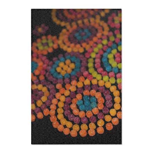 Rainbow Gum Drop Mandala Area Rug — Vibrant Retro Floral Accent Rug