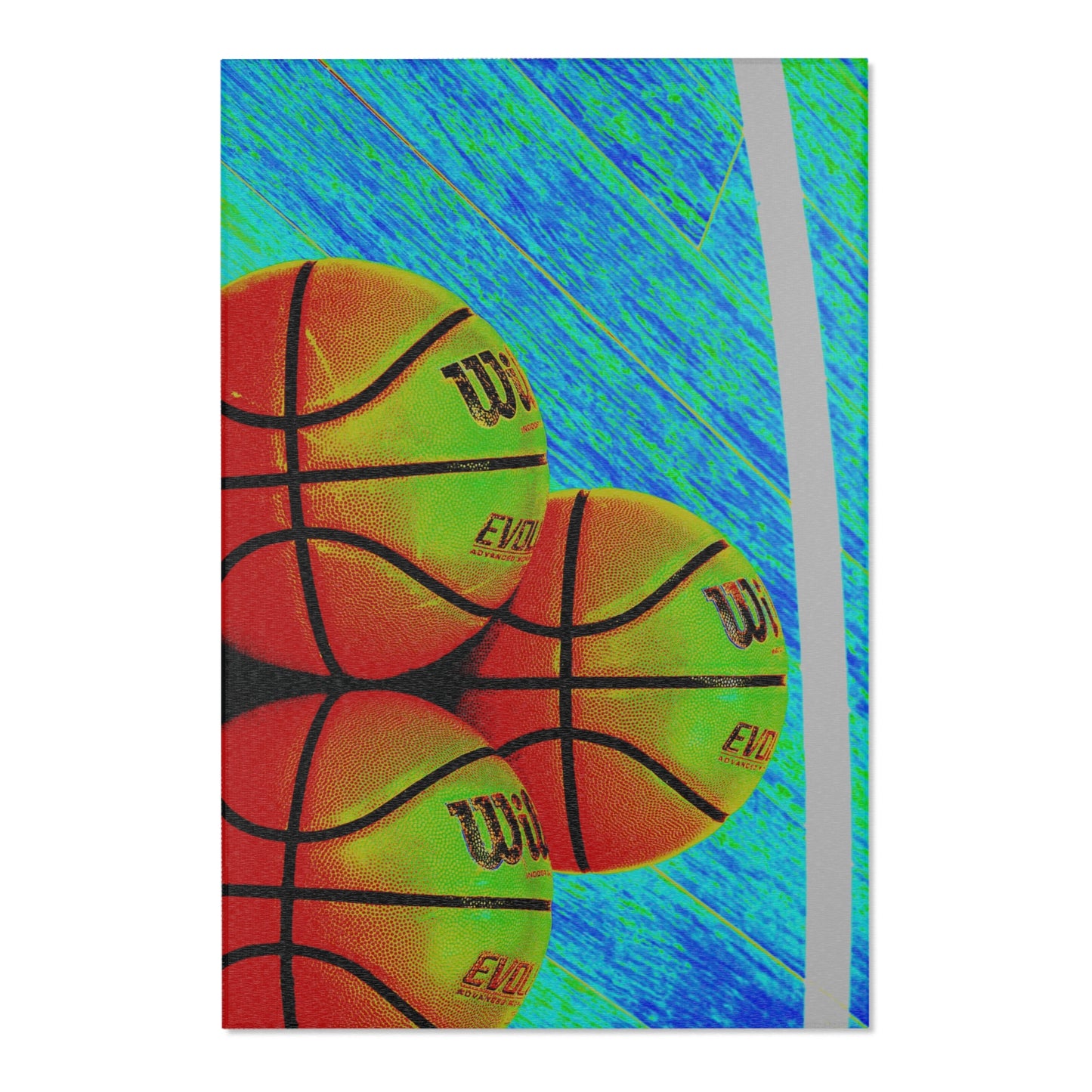 Basketball Court Area Rug — Colorful Sports Playroom Accent Rug