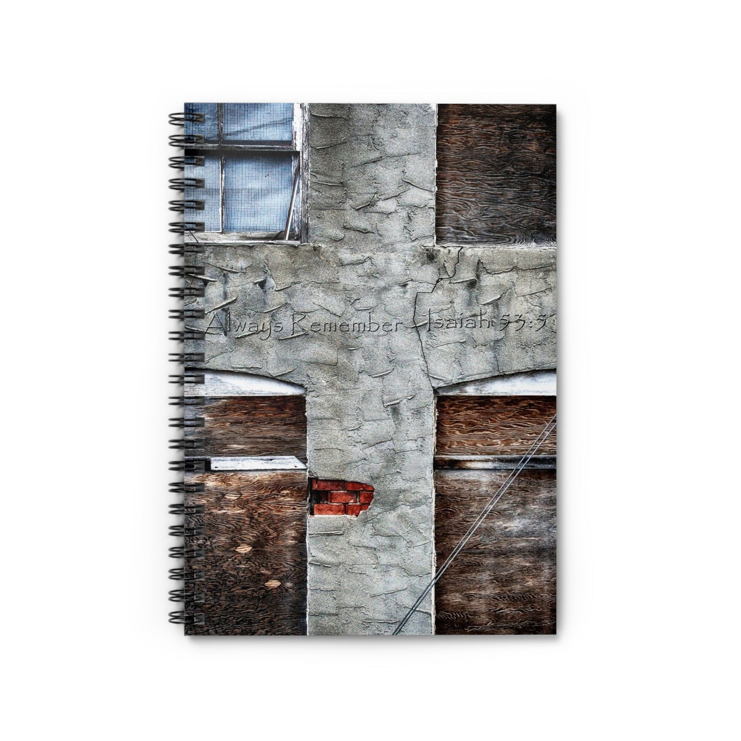 Grunge Window Cross Spiral Notebook — 'Always Remember' Ruled Journal