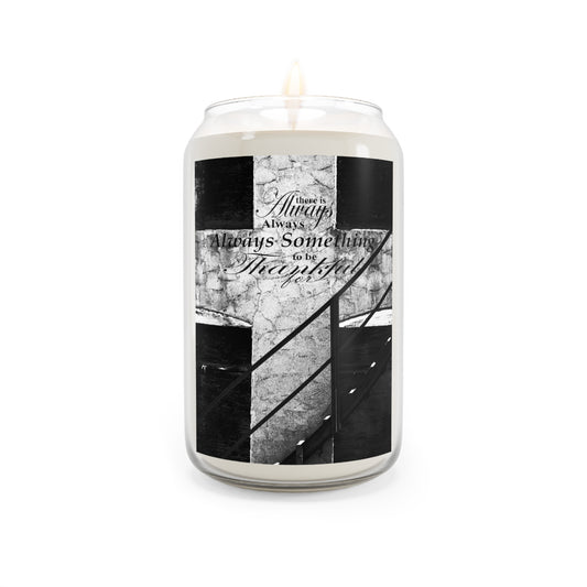 Inspirational Black & White Soy Candle — 'There Is Always Something To Be Thankful For', 13.75 oz