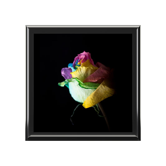Rainbow Rose Jewelry Box — Elegant Floral Keepsake Box for Gifts & Home Decor