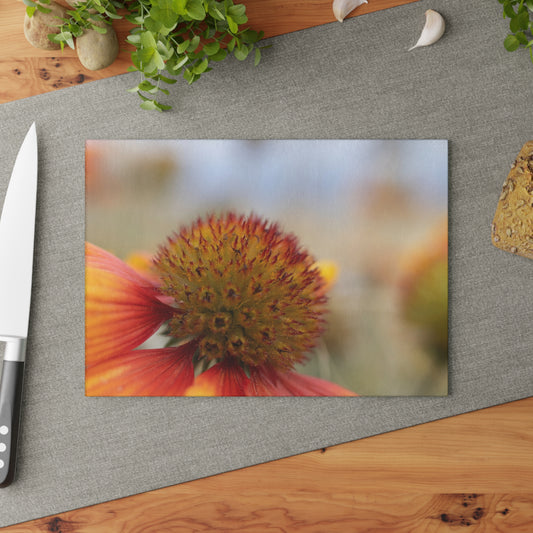 Floral Glass Cutting Board – Soft Focus Coneflower Kitchen Decor