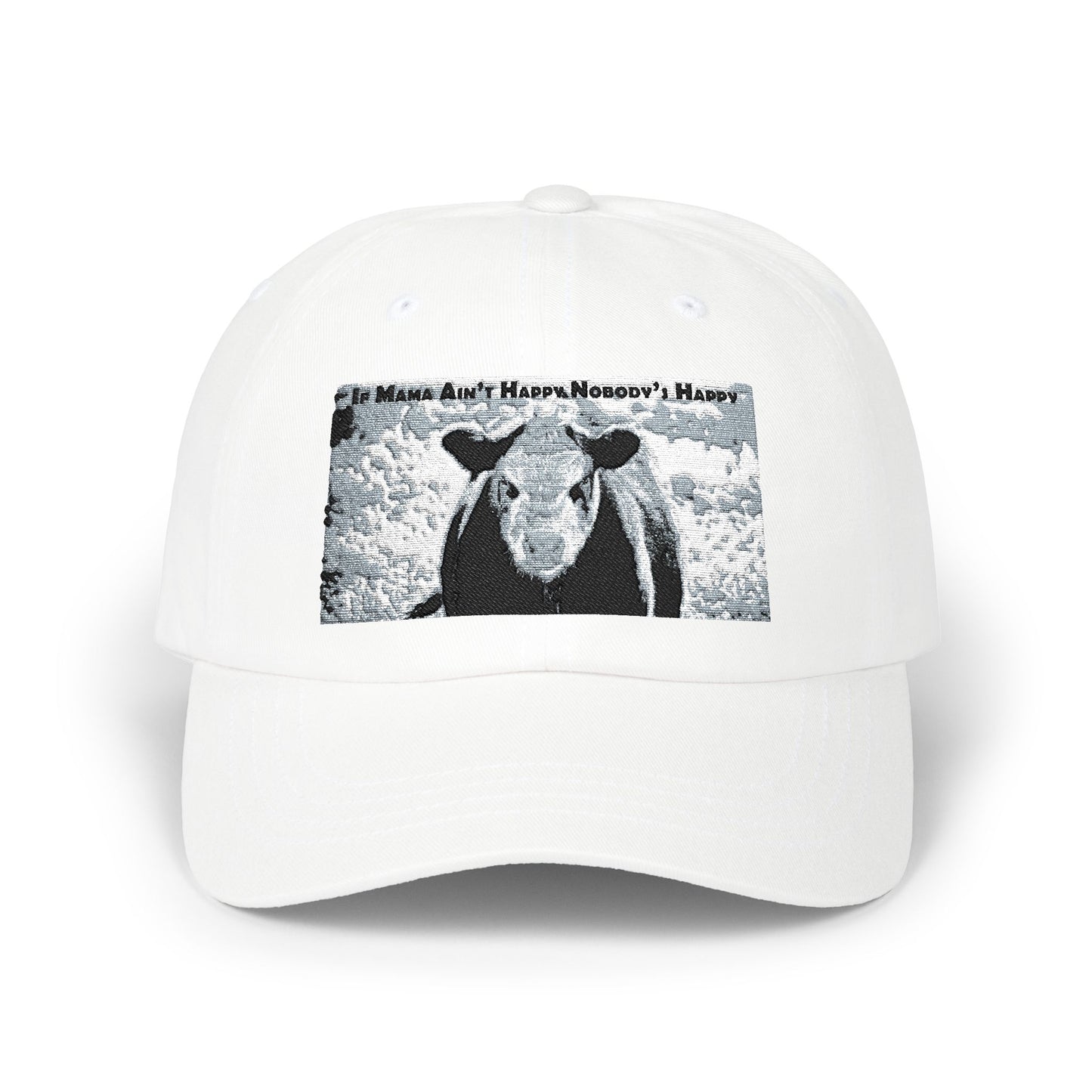 Cow Mom Classic Dad Cap, Funny Gift for Animal Lovers, Adjustable White Hat, Farm Life Accessory, Mother's Day Gift Idea