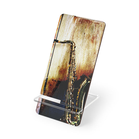 Saxophone Art Phone Stand – Vintage Music Smartphone Display