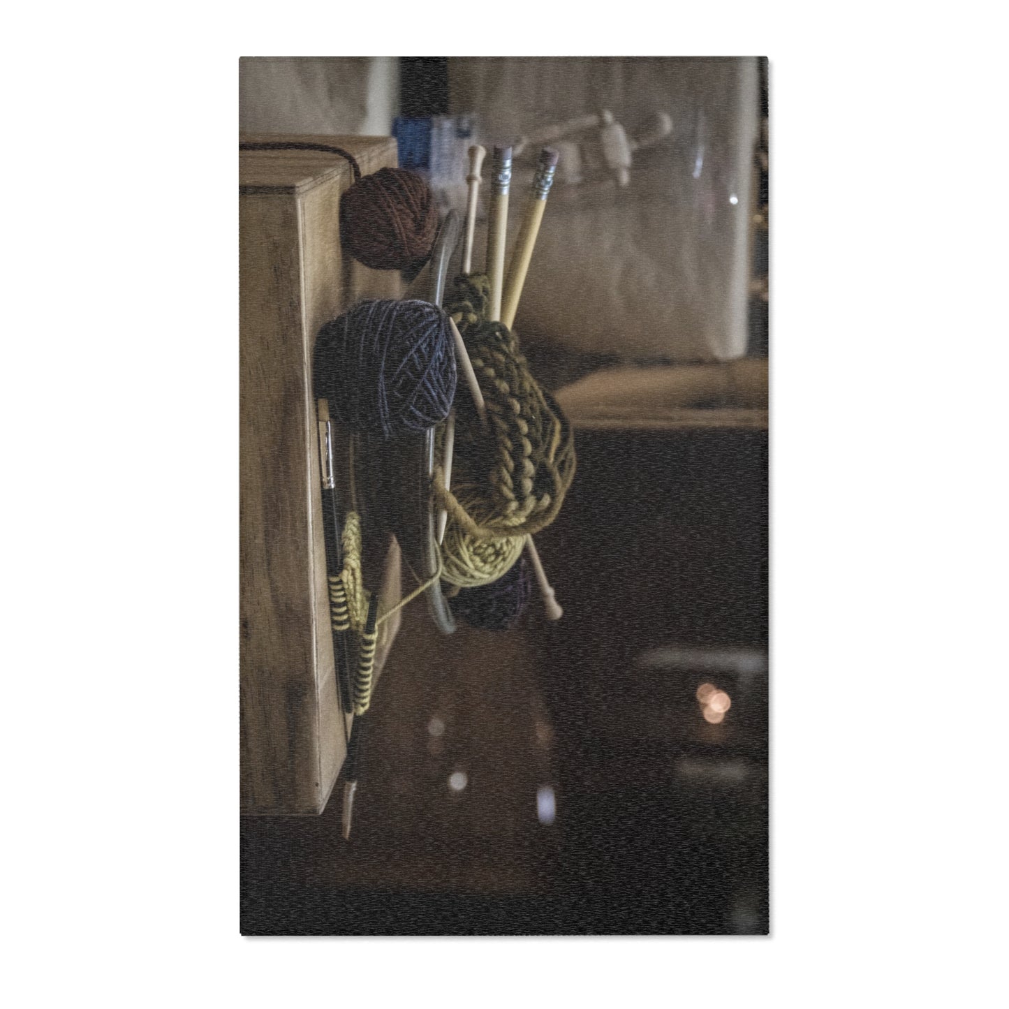 Knitted Yarn & Needles Area Rug - Cozy Crafting Home Decor