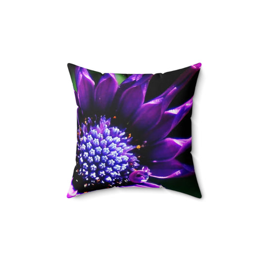 Purple Floral Throw Pillow — Bold Botanical Accent Cushion