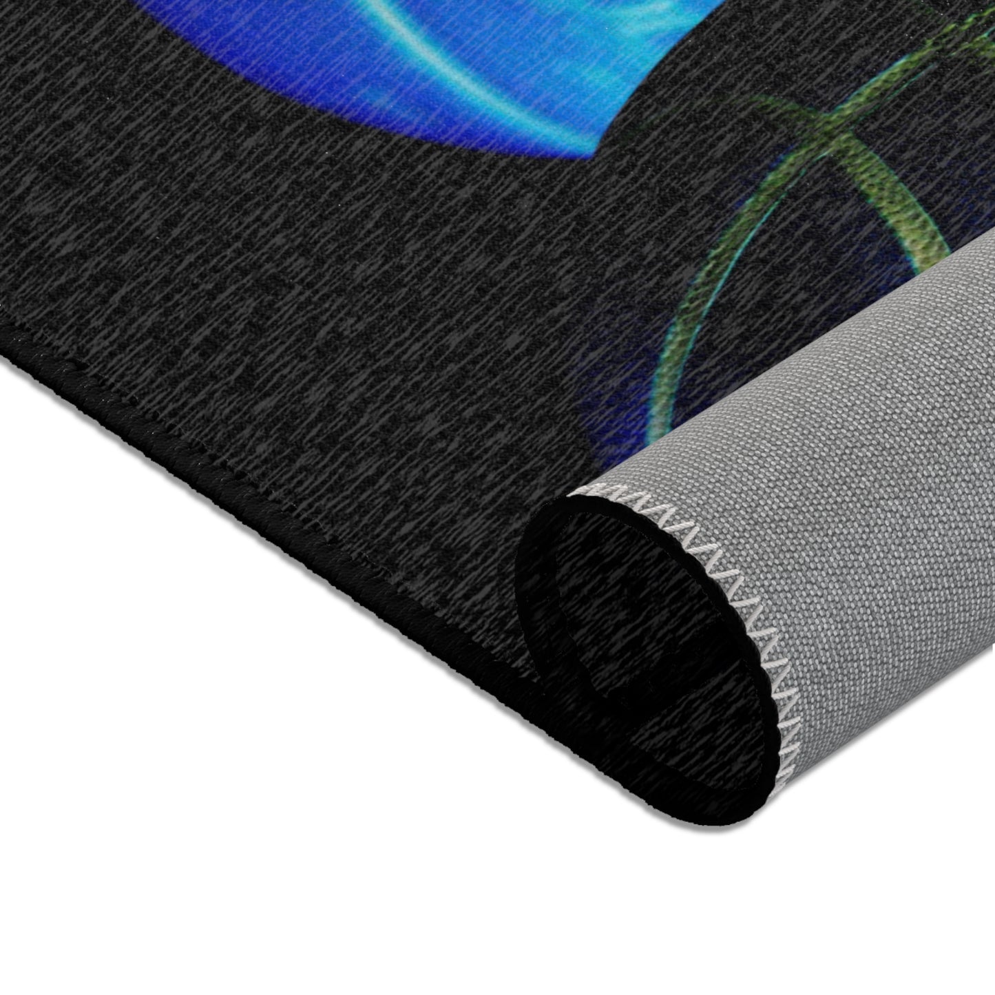 Blue Glow Basketball Area Rug — Wilson Logo Sports Room Accent Rug