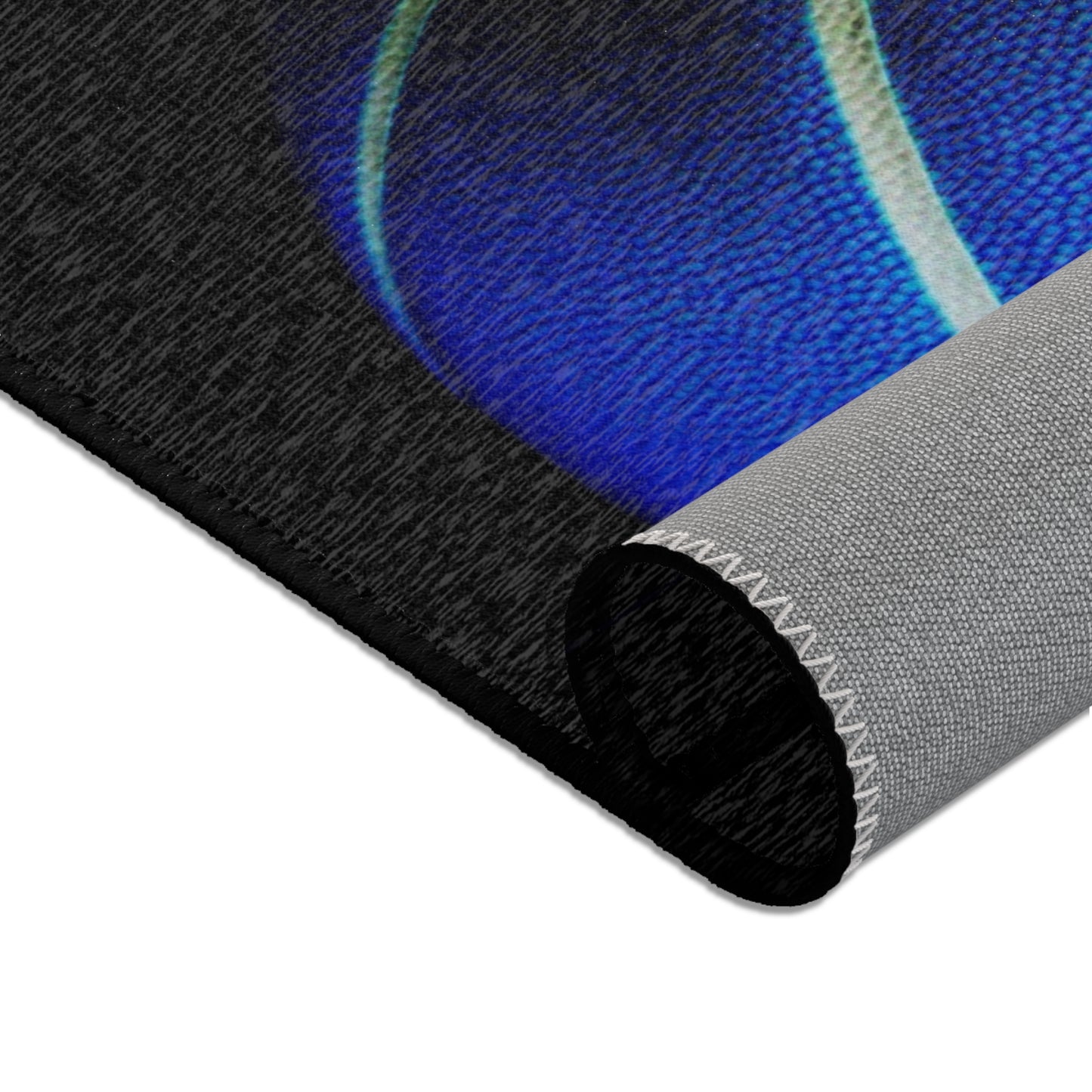 Blue Glow Basketball Area Rug — Wilson Logo Sports Room Accent Rug