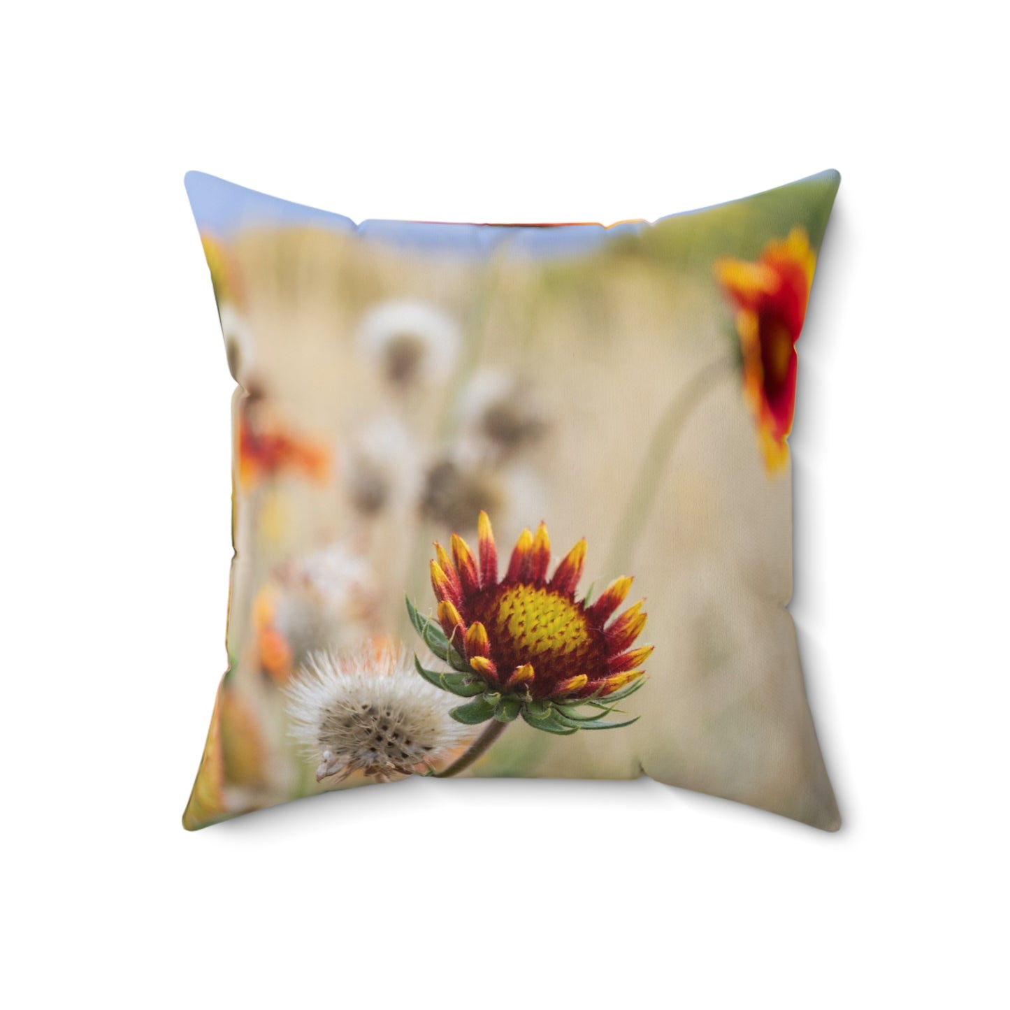 Wildflower Photo Throw Pillow — Gaillardia Garden Floral Accent Cushion
