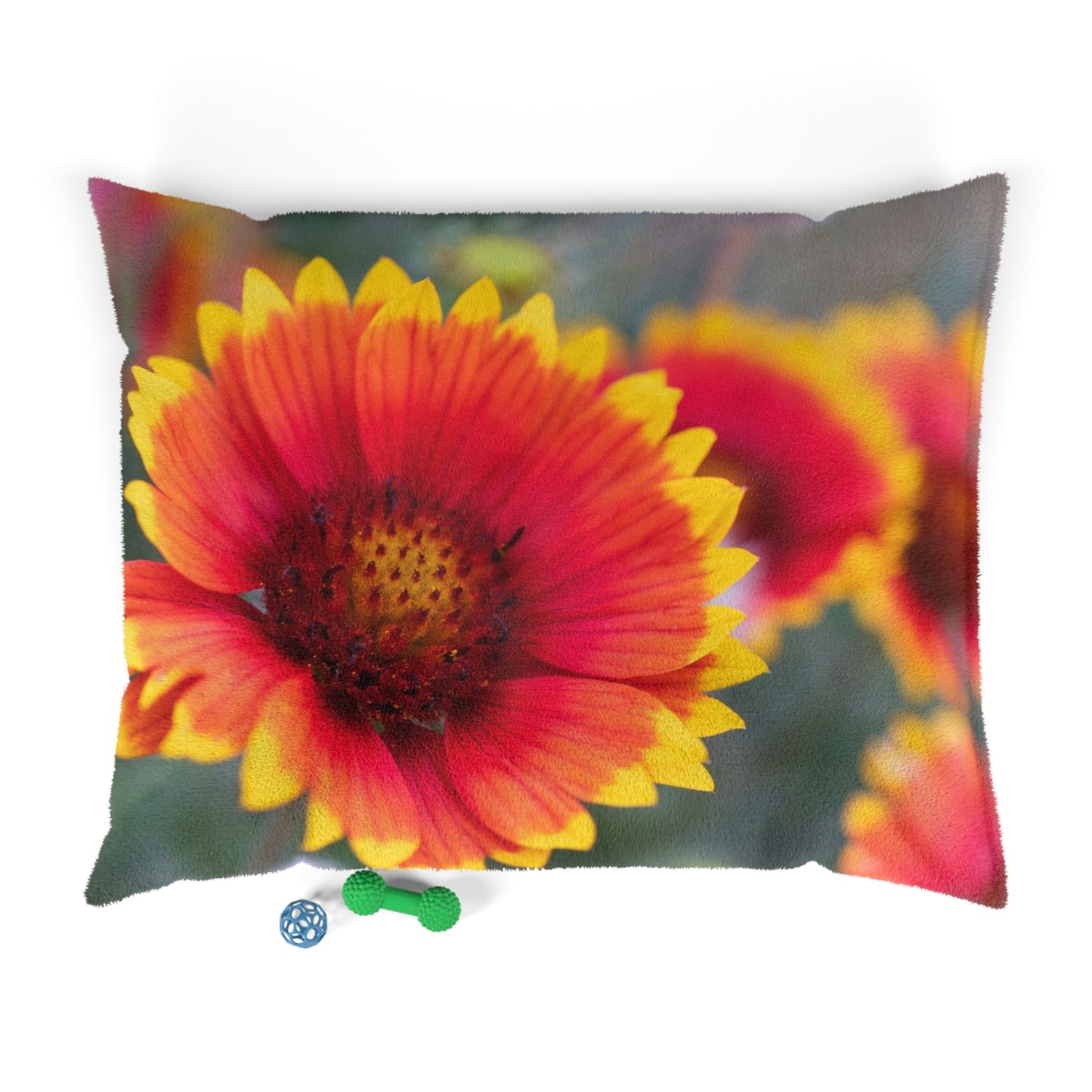 Floral Sunflower Pet Bed — Plush Red & Yellow Blanket for Dogs & Cats