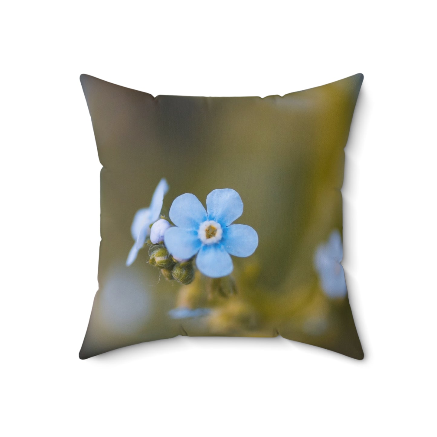 Forget-Me-Not Floral Throw Pillow — Blue Wildflower Decorative Cushion