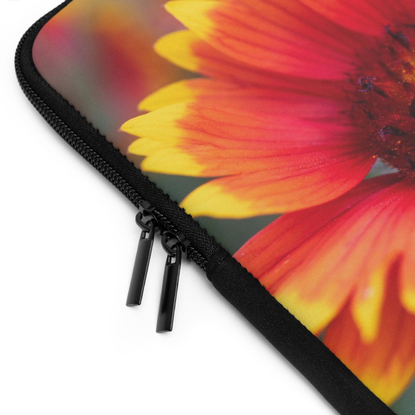 Floral Gaillardia Laptop Sleeve — Bright Red & Yellow Wildflower Protective Case