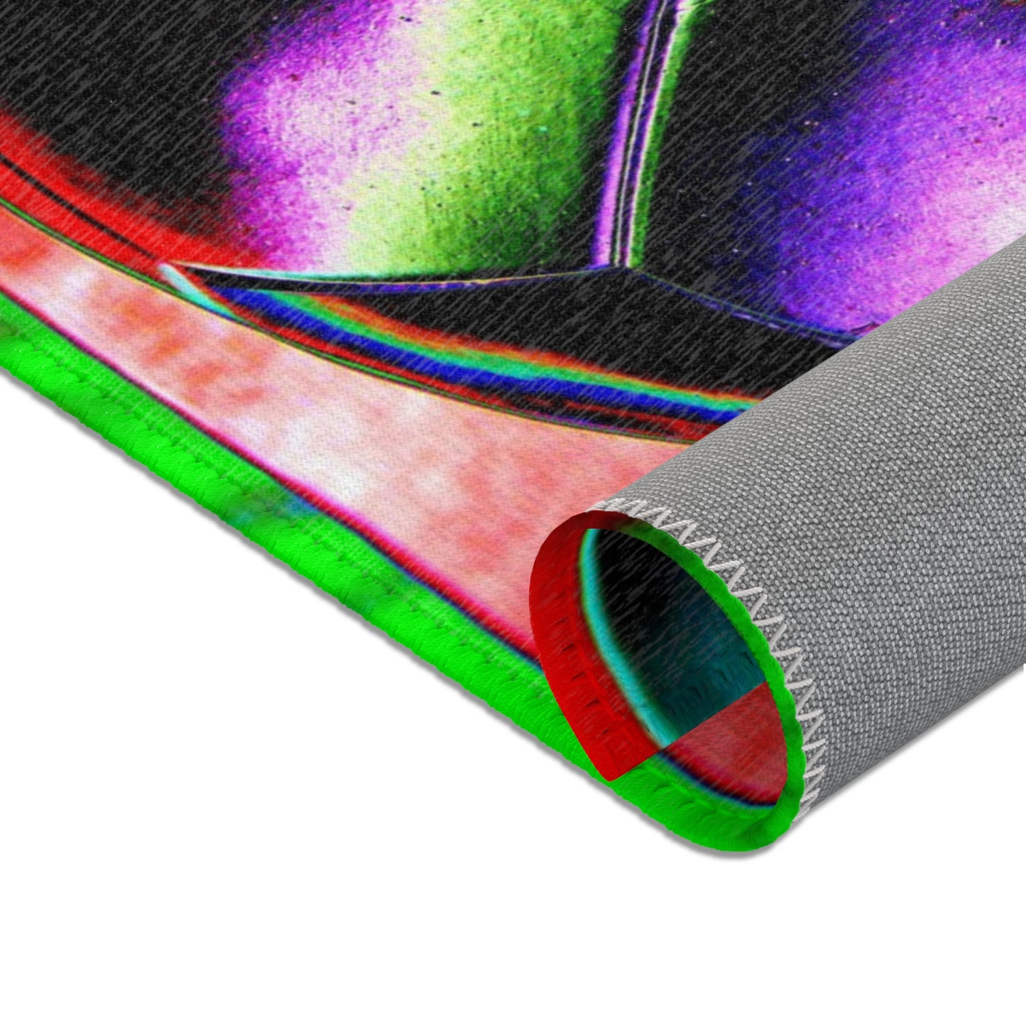 Neon Soccer Art Area Rug — Vibrant Psychedelic Football Decor