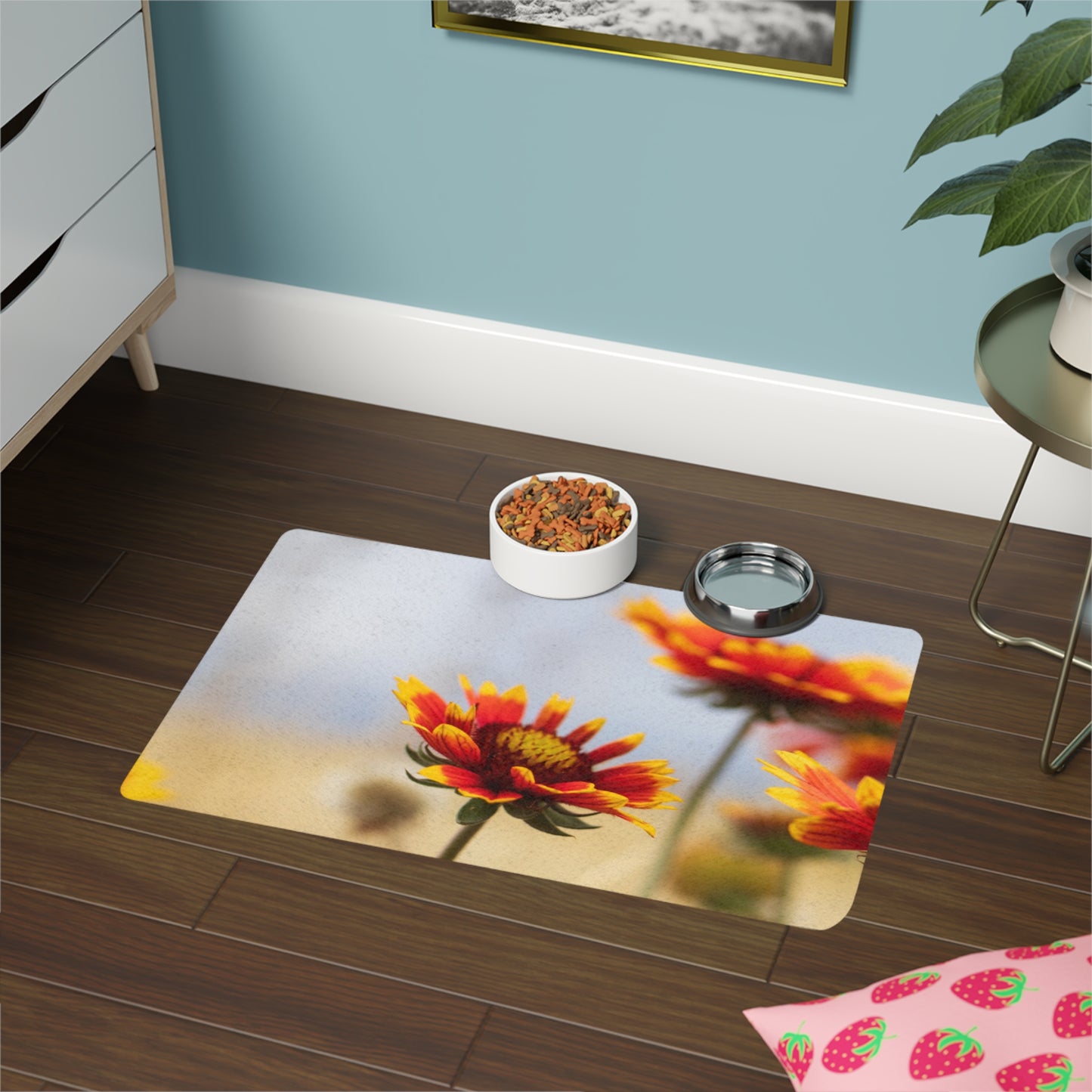 Floral Sunrise Pet Food Mat (12x18)